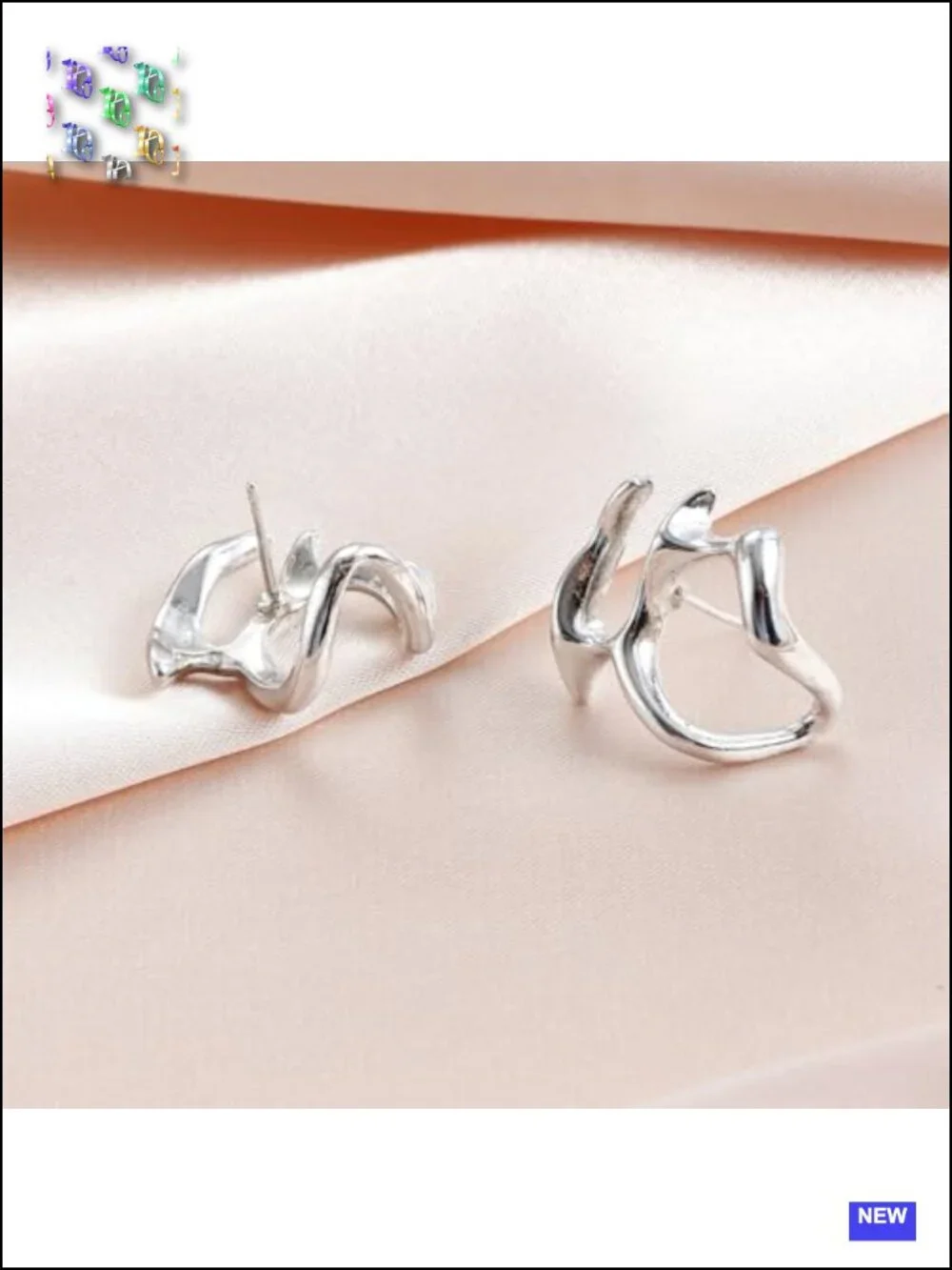 Silver Y2k Grunge Statement Earrings for Women Funky Geometric Hollow Wrap Stud